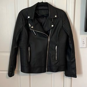 Faux leather moto jacket